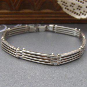 Sterling Silver Rail Link Bracelet Italy Modernist